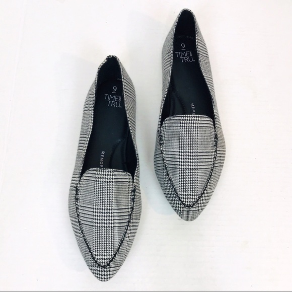 Time and Tru Shoes - Time and Tru Black/White Plaid Flats